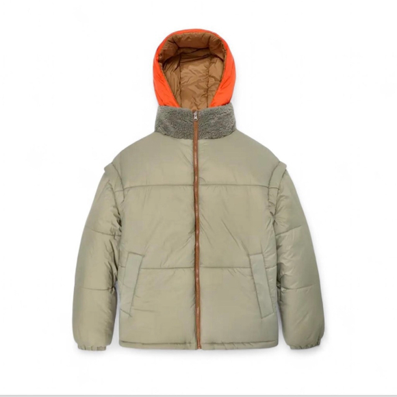 New UGG Kristian Convertible Puffer Coat pecan/moss green Water resistant L/XL - Picture 15 of 16